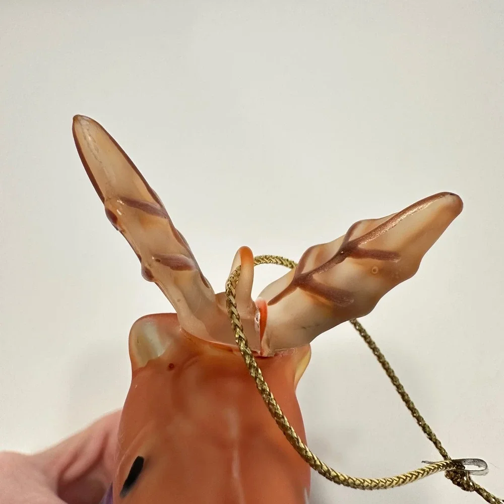 Vintage Pottery Barn Prancer Reindeer Blown Glass Christmas Ornament‎ Scarf